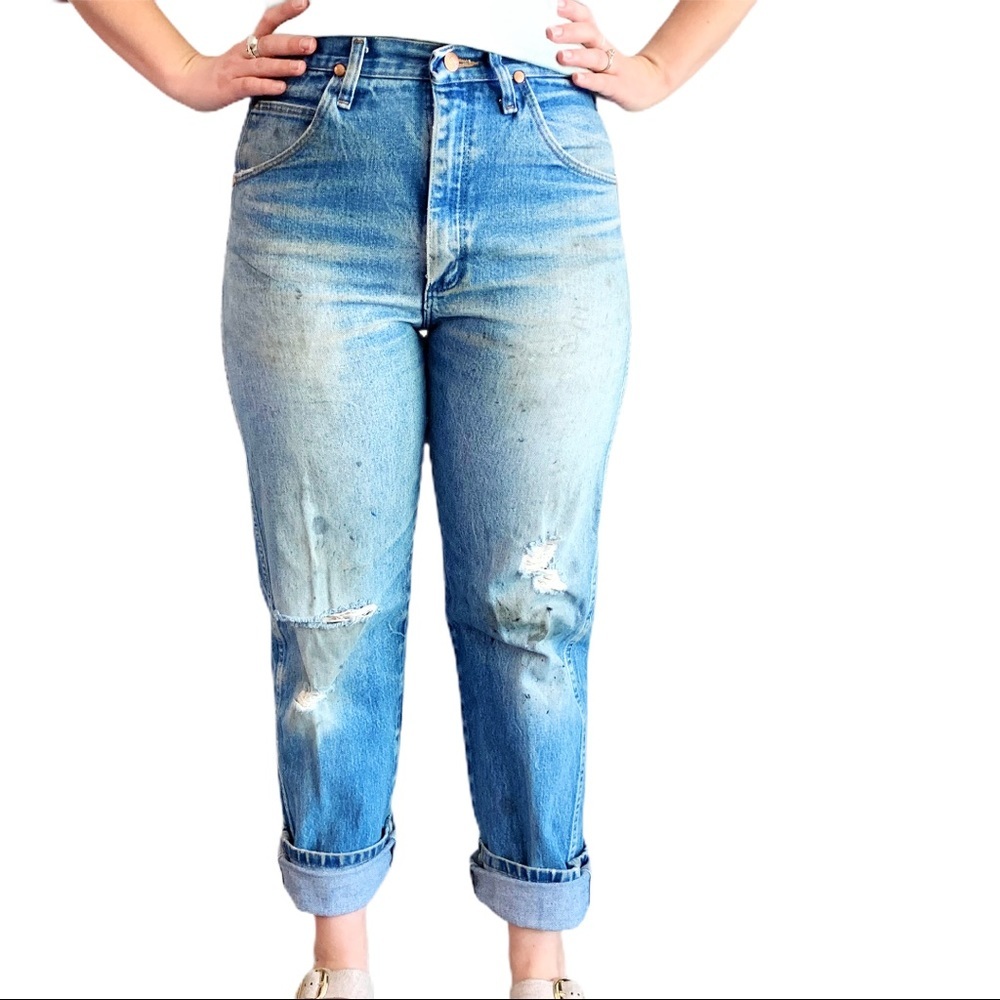 Wrangler VTG Distressed High Rise Jeans Straight - Picture 2 of 11